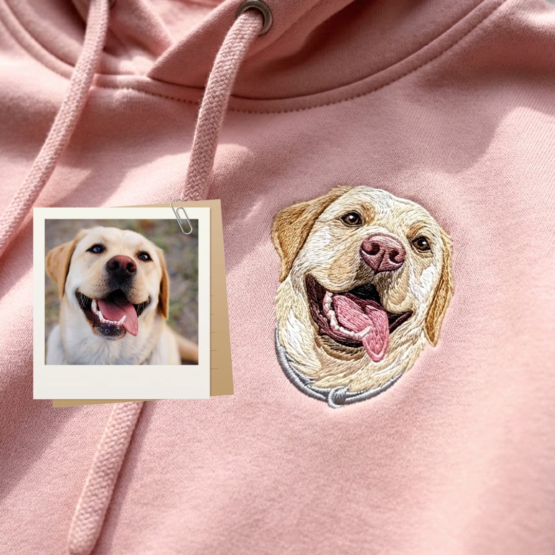 Custom Full-Color Embroidered Dog Portrait Sweatshirt