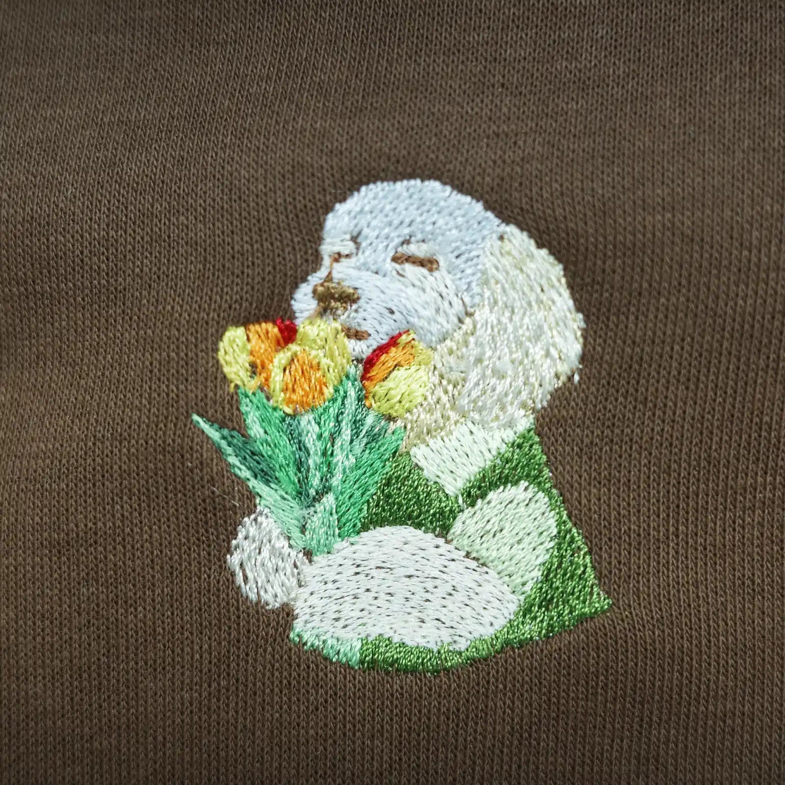 Custom Blooming Hug Embroidered Dog Portrait Sweatshirt, Hoodie