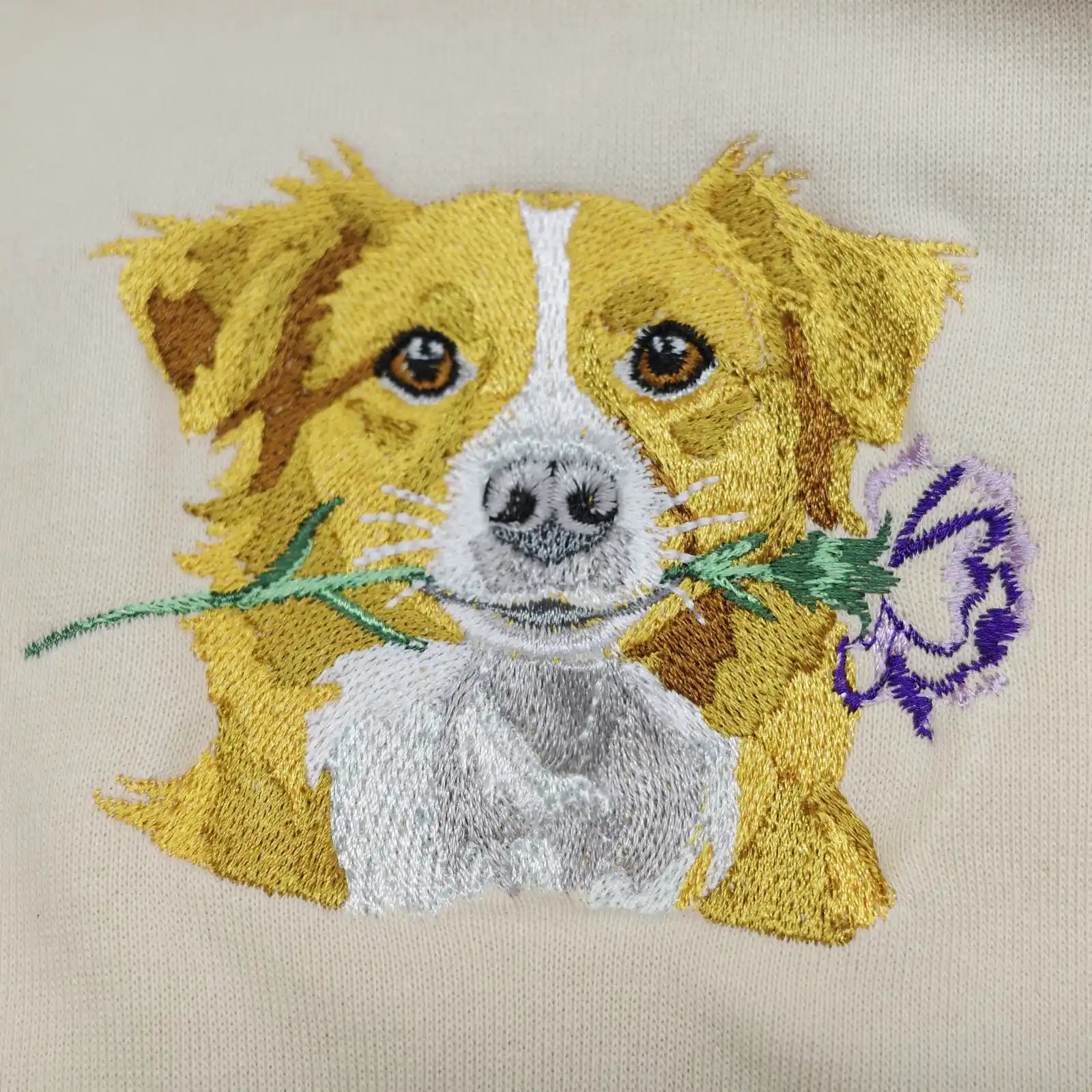 Custom Gentle Petal Embroidered Dog Portrait Hoodie, Sweatshirt
