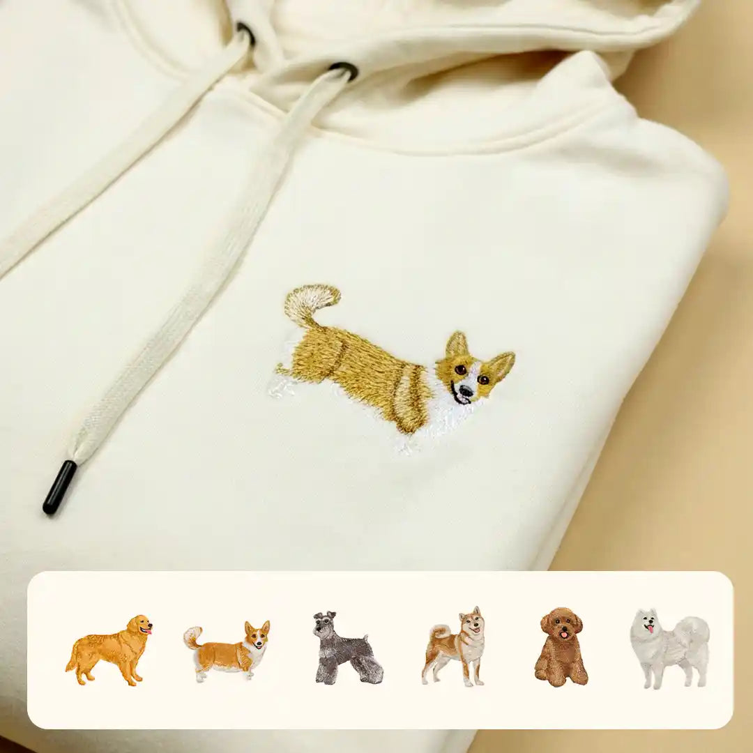 Classic Dog Icon Embroidered Pet Hoodie, Sweatshirt