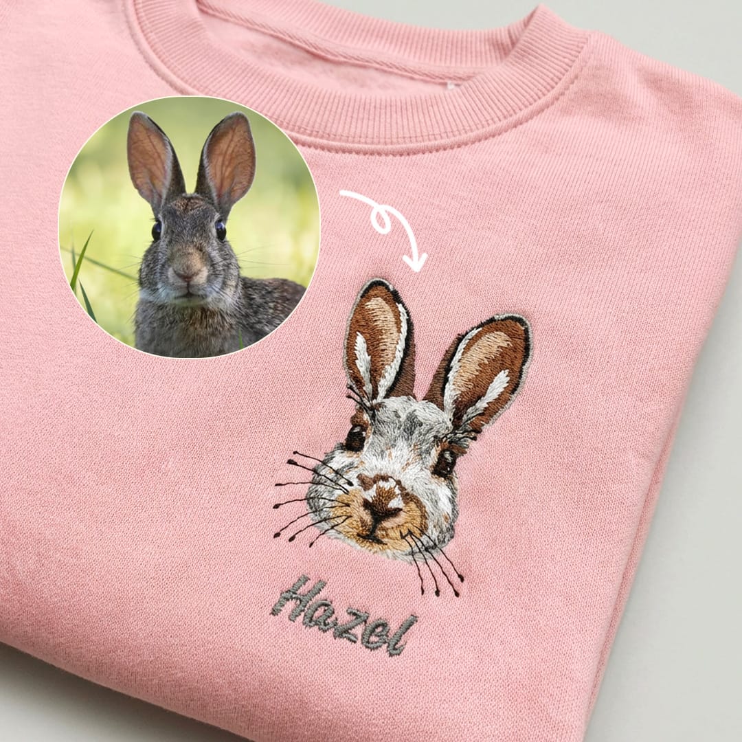 Custom Full-Color Embroidered Dog Portrait Hoodie