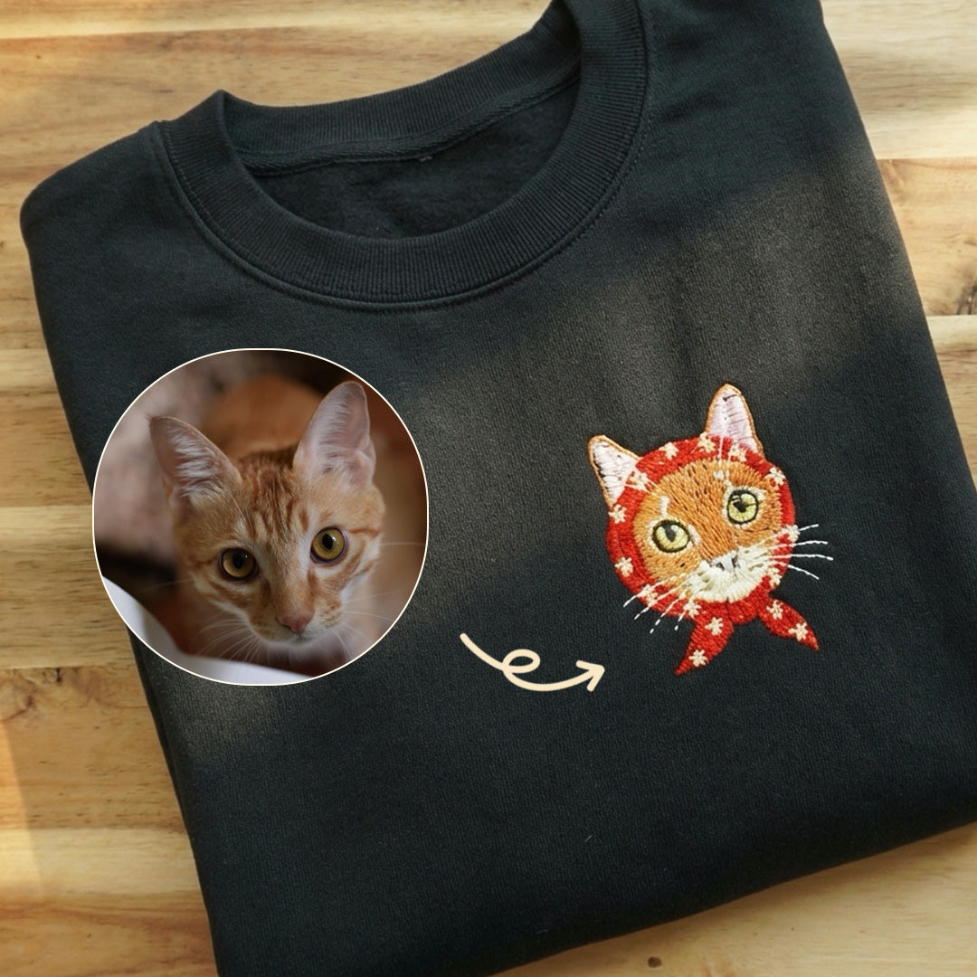Custom Babushka Embroidered Pet Portrait Hoodie, Sweatshirt