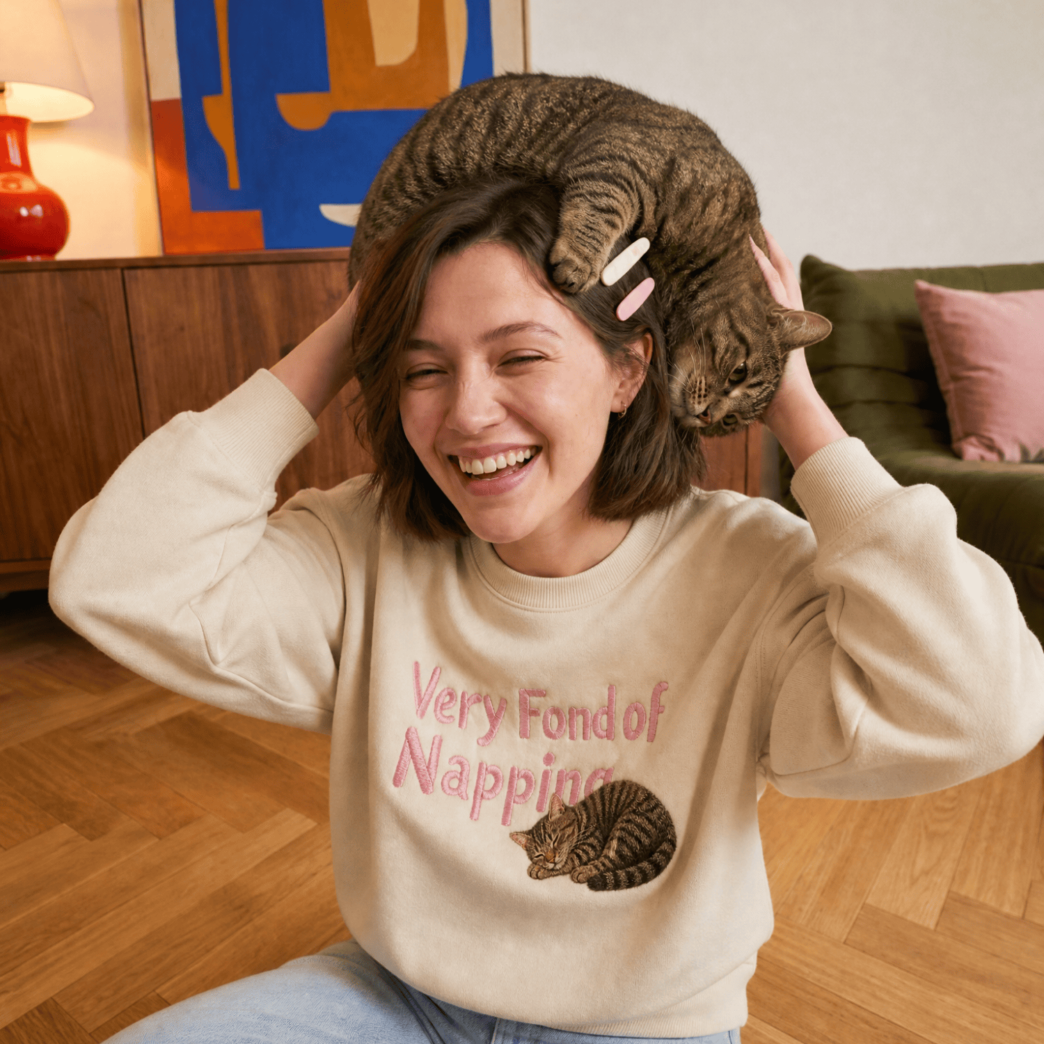 Custom Pet Embroidered Sleepyhead Stitch Sweatshirt