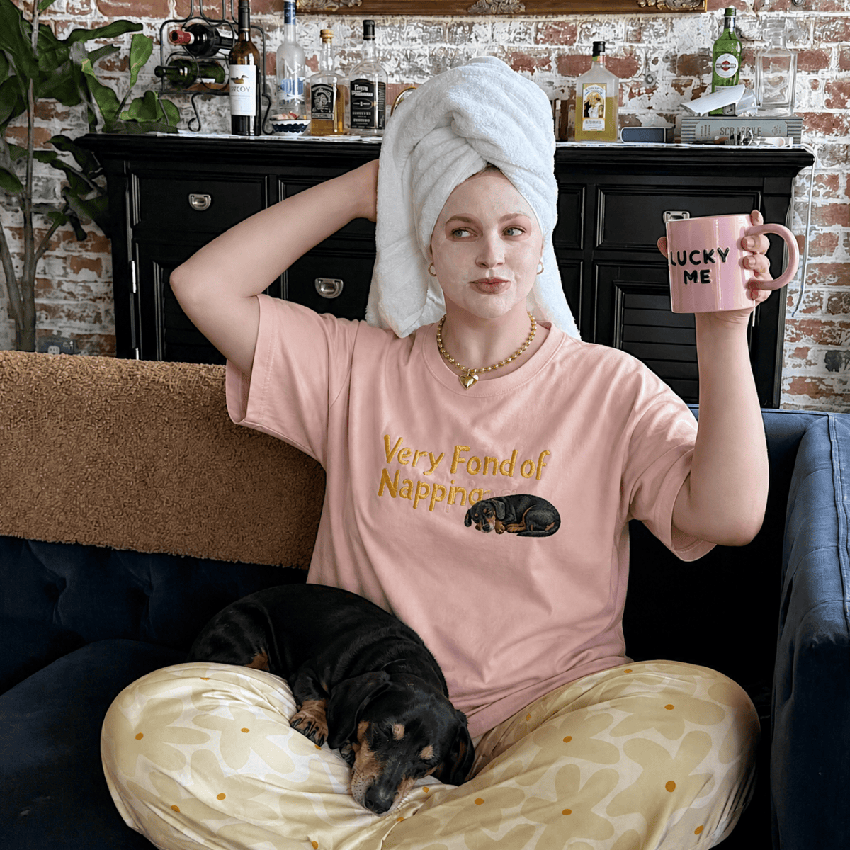 Custom Pet Embroidered Sleepyhead Stitch T-Shirt
