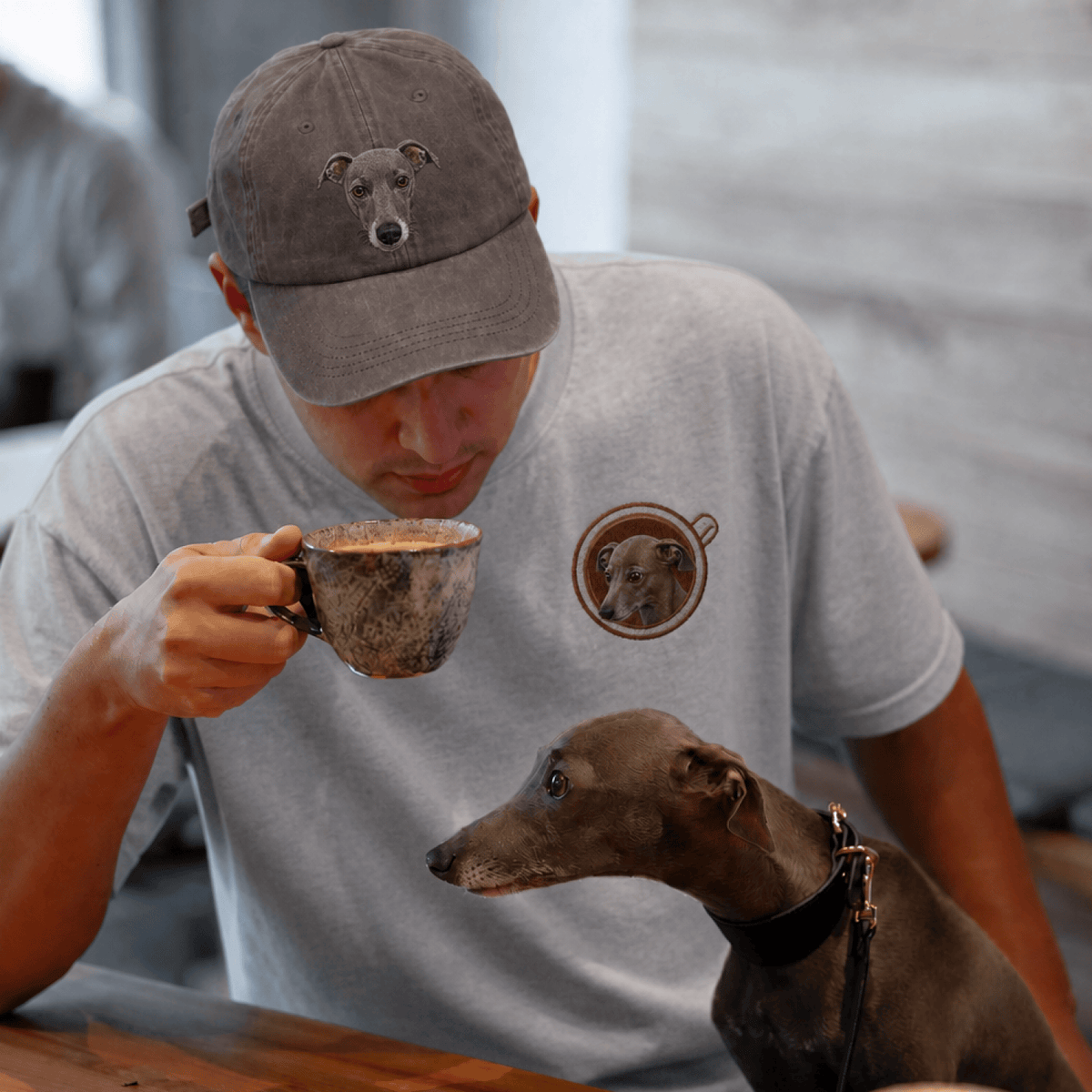 Custom Pet Embroidered Brew Stitch T-Shirt