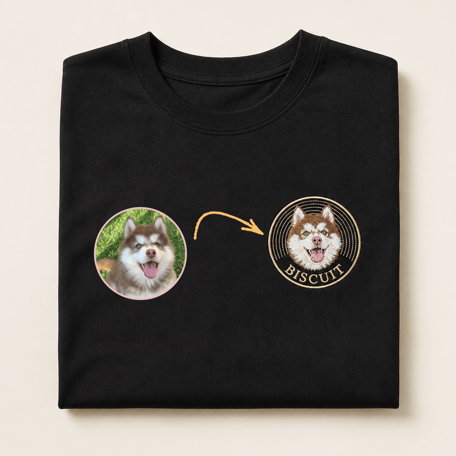 Custom Pet Embroidered Groove Stitch T-Shirt