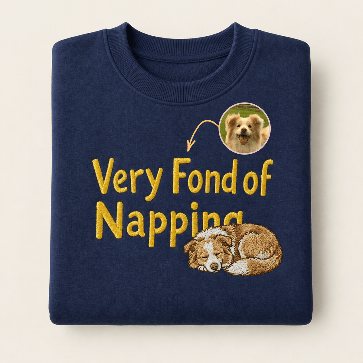 Custom Pet Embroidered Sleepyhead Stitch Sweatshirt