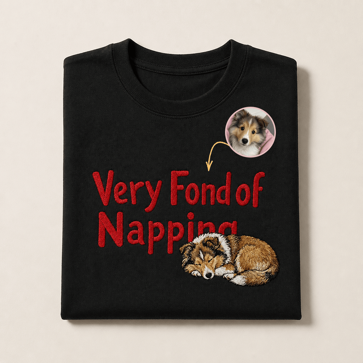 Custom Pet Embroidered Sleepyhead Stitch T-Shirt