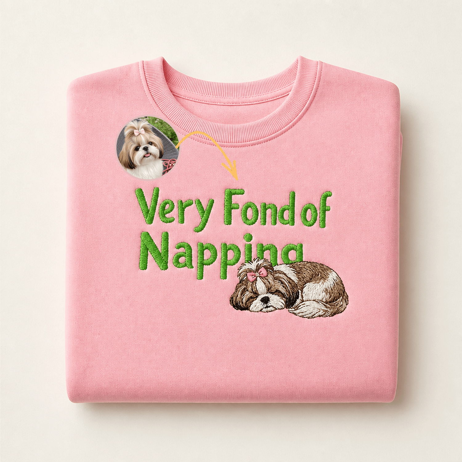 Custom Pet Embroidered Sleepyhead Stitch Sweatshirt