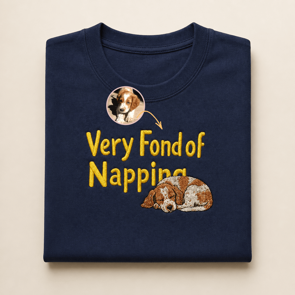 Custom Pet Embroidered Sleepyhead Stitch T-Shirt