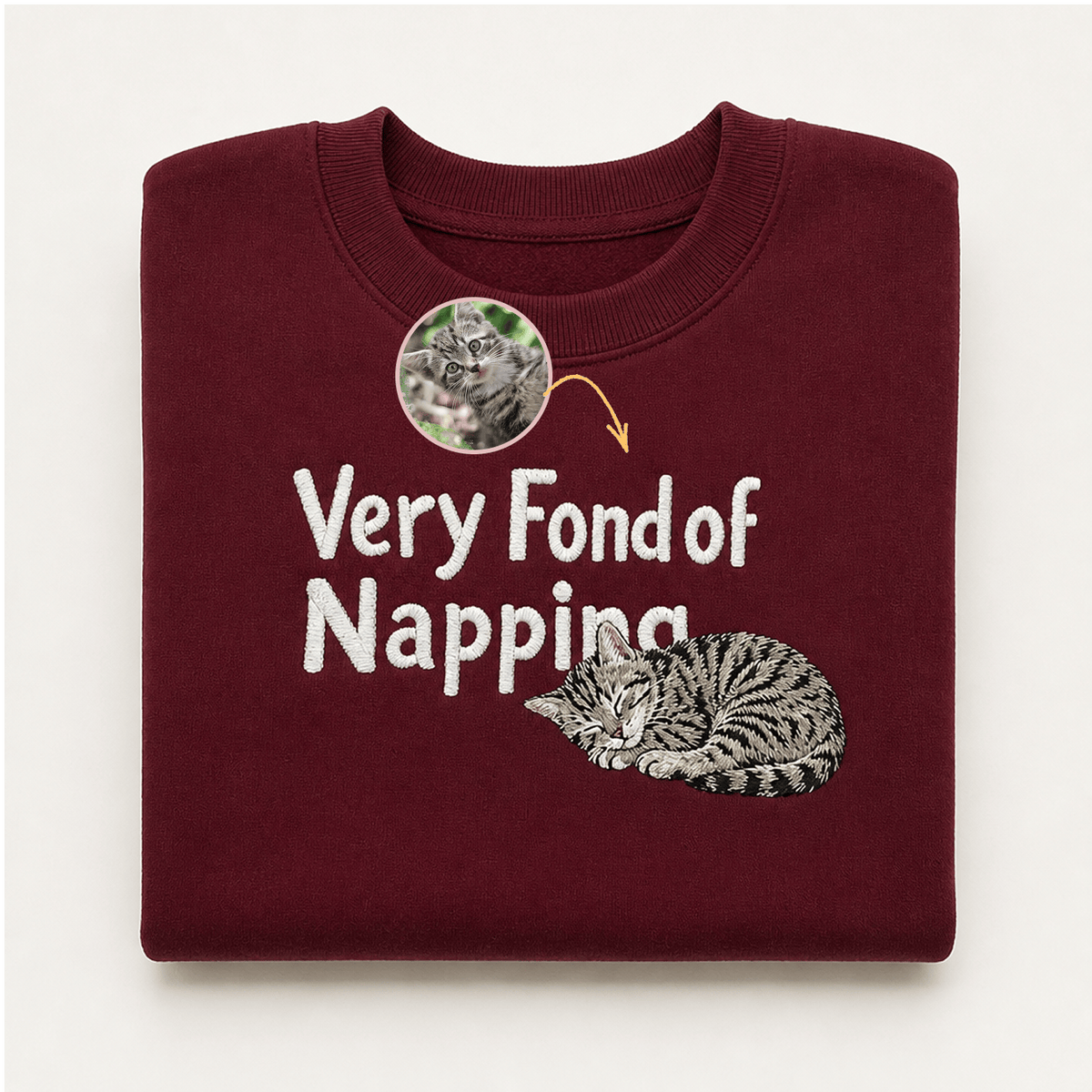Custom Pet Embroidered Sleepyhead Stitch Sweatshirt