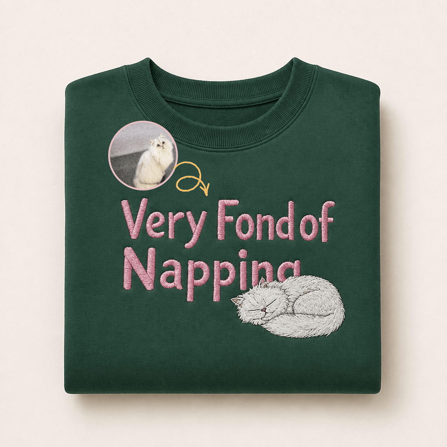 Custom Pet Embroidered Sleepyhead Stitch Sweatshirt