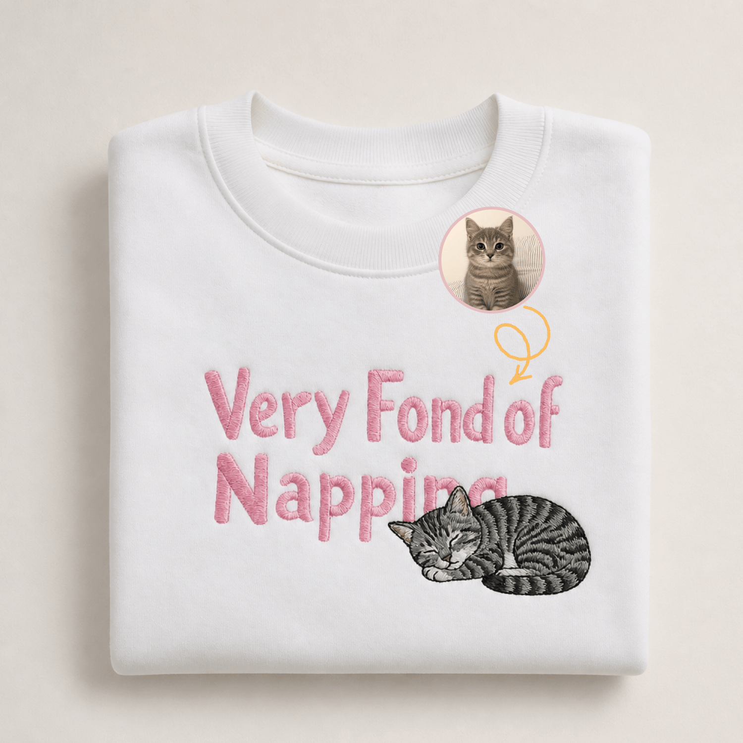 Custom Pet Embroidered Sleepyhead Stitch Sweatshirt