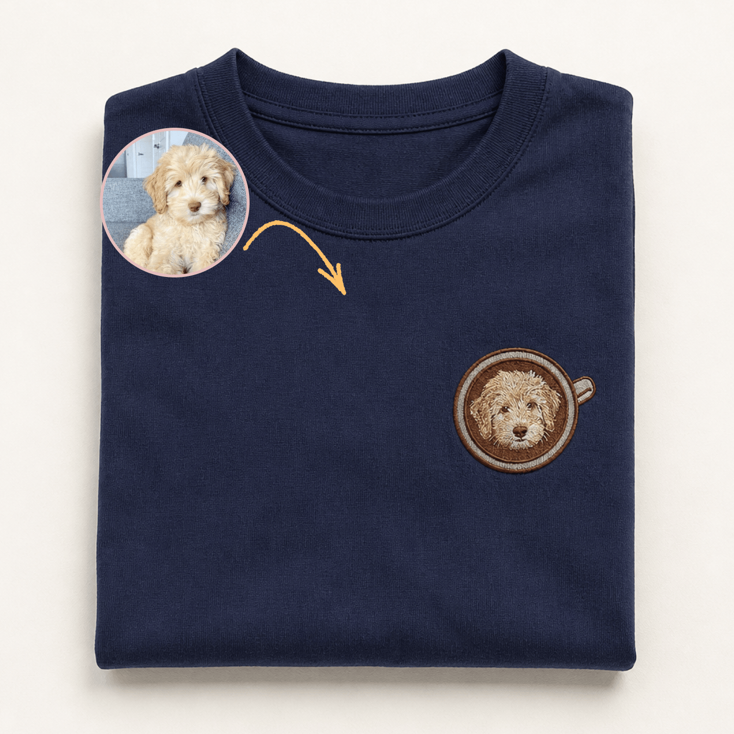 Custom Pet Embroidered Brew Stitch T-Shirt