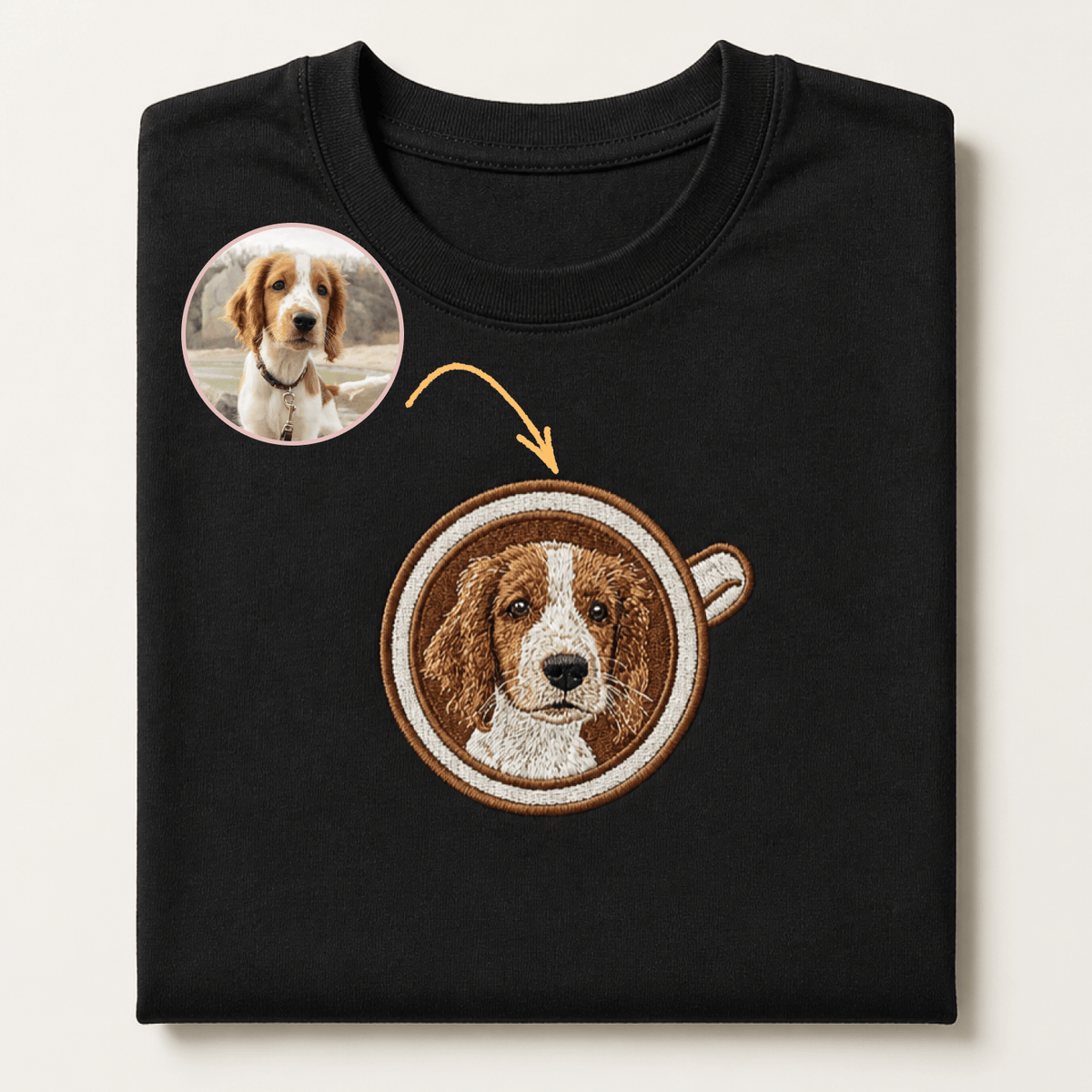 Custom Pet Embroidered Brew Stitch T-Shirt