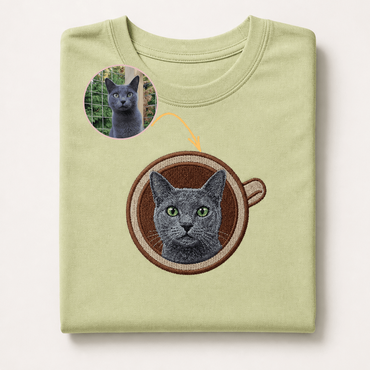 Custom Pet Embroidered Brew Stitch T-Shirt