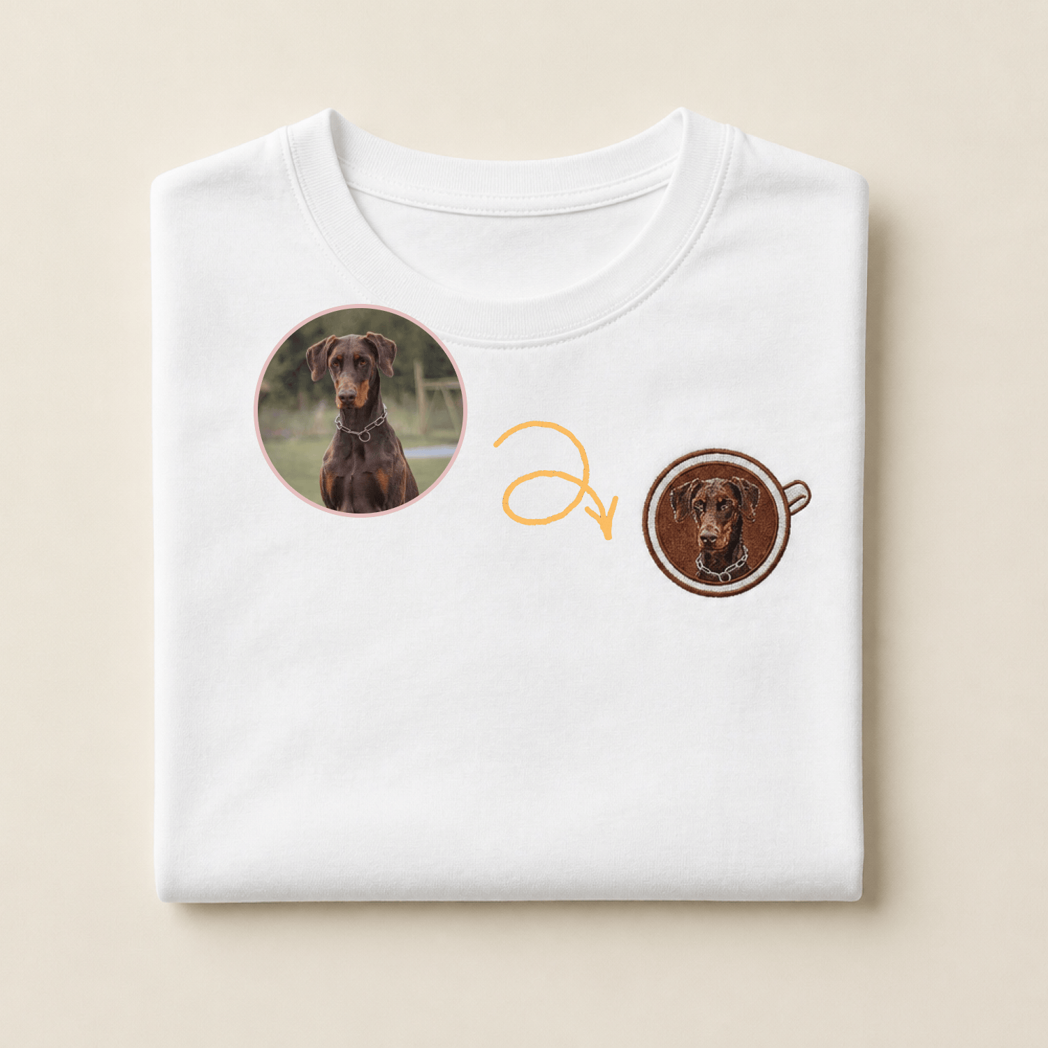 Custom Pet Embroidered Brew Stitch T-Shirt