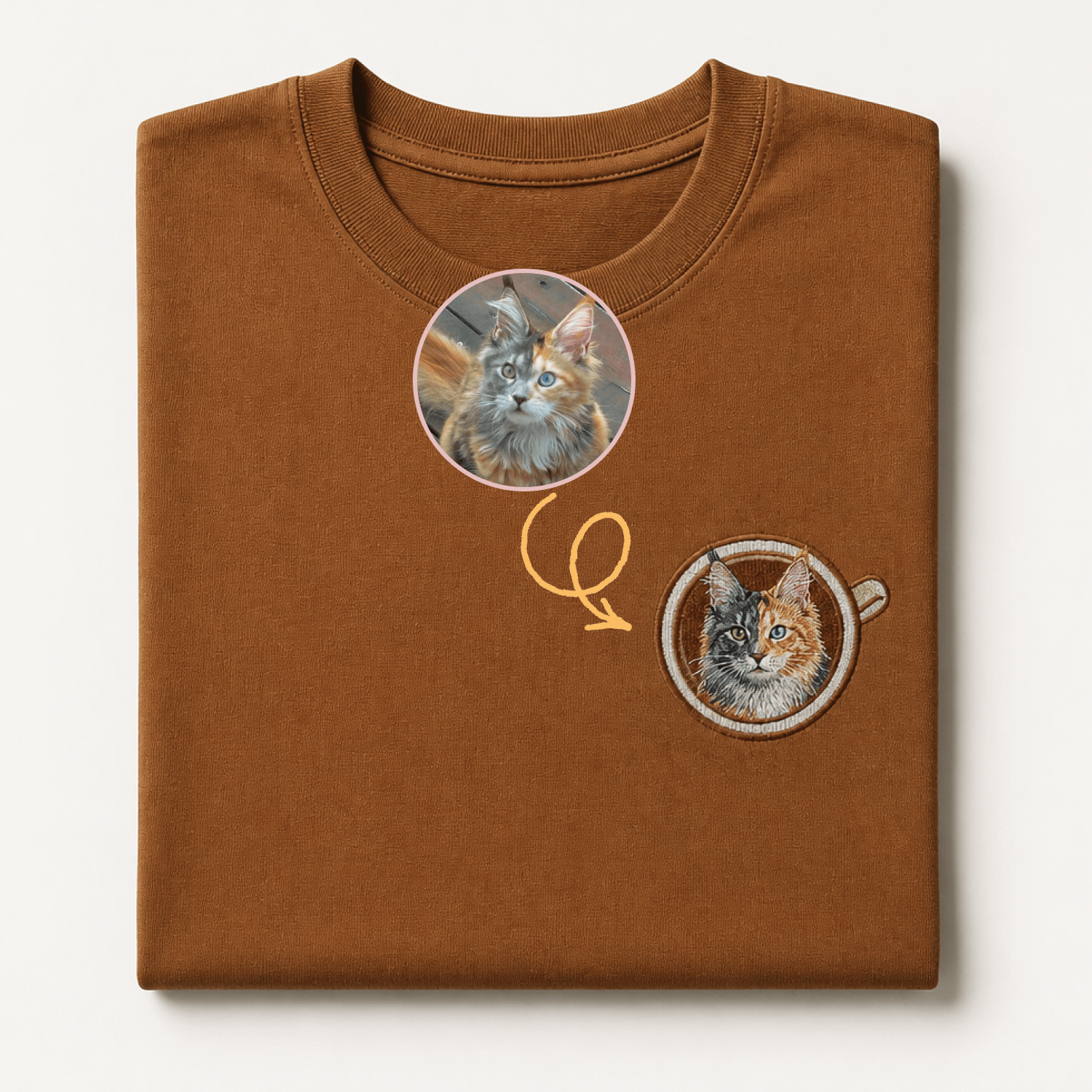 Custom Pet Embroidered Brew Stitch T-Shirt