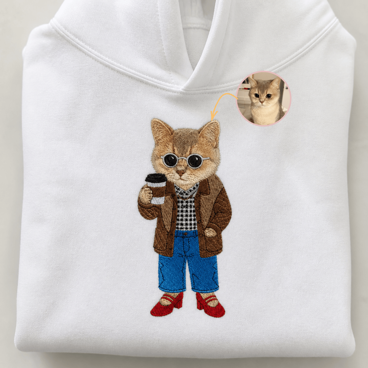 Custom Pet Embroidered Vogue Stitch Hoodie