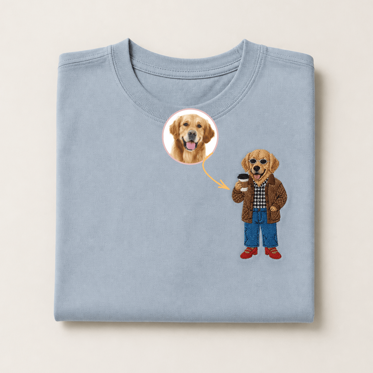 Custom Pet Embroidered Vogue Stitch T-Shirt