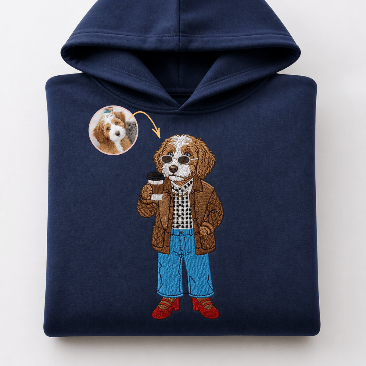 Custom Pet Embroidered Vogue Stitch Hoodie