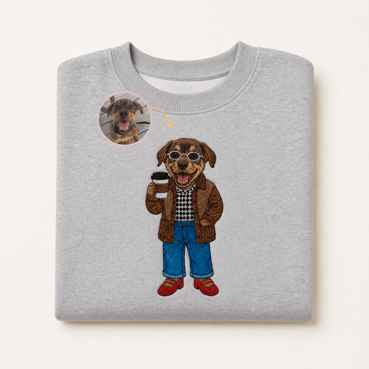 Custom Pet Embroidered Vogue Stitch Sweatshirt