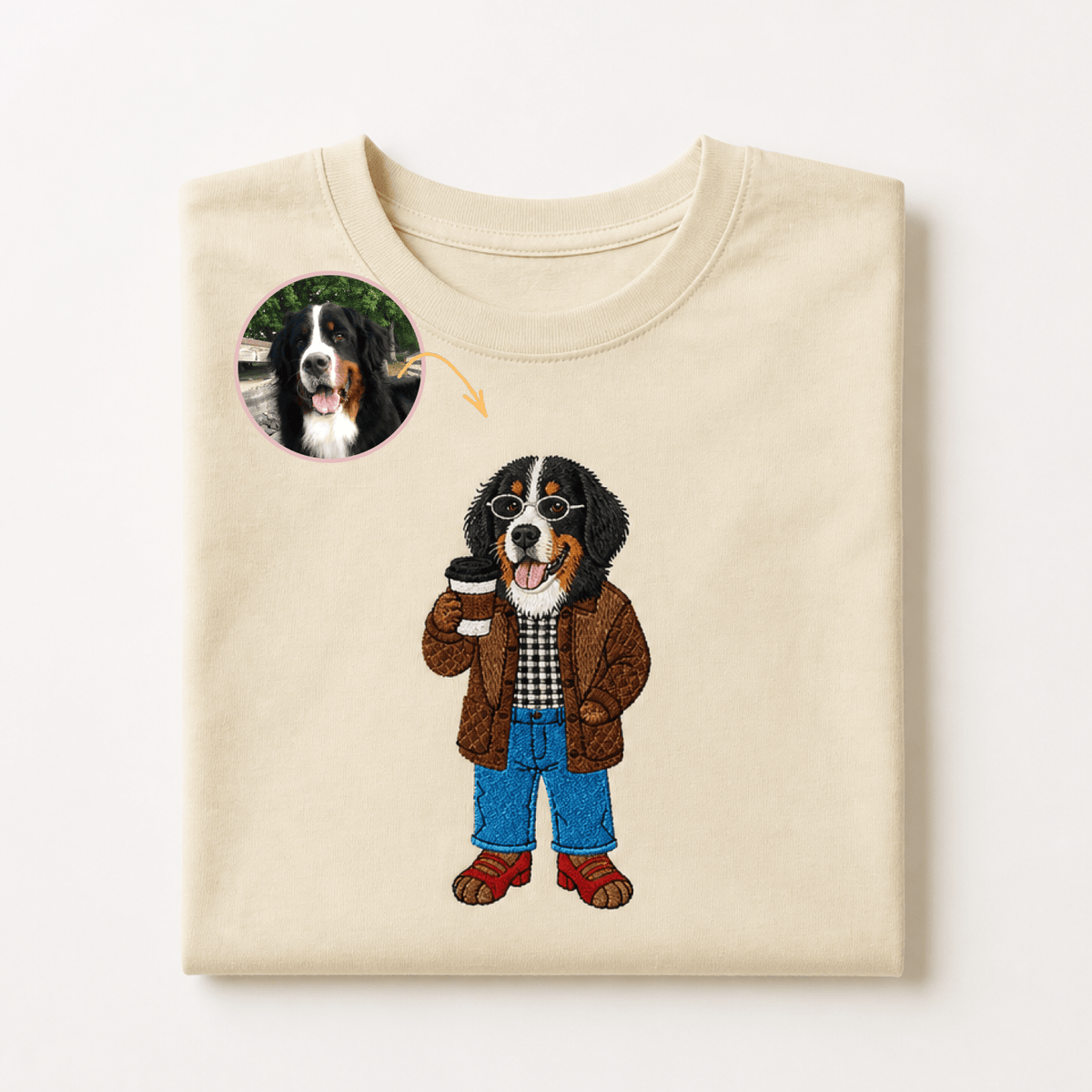Custom Pet Embroidered Vogue Stitch T-Shirt