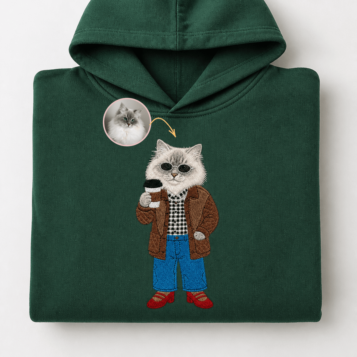 Custom Pet Embroidered Vogue Stitch Hoodie