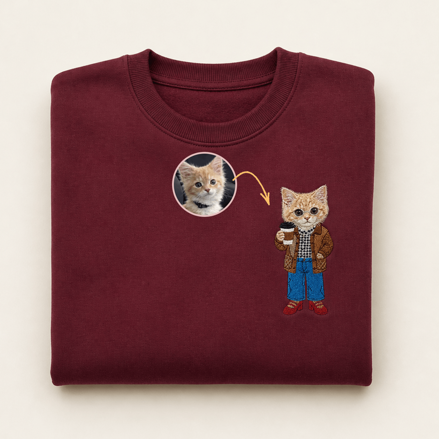 Custom Pet Embroidered Vogue Stitch Sweatshirt