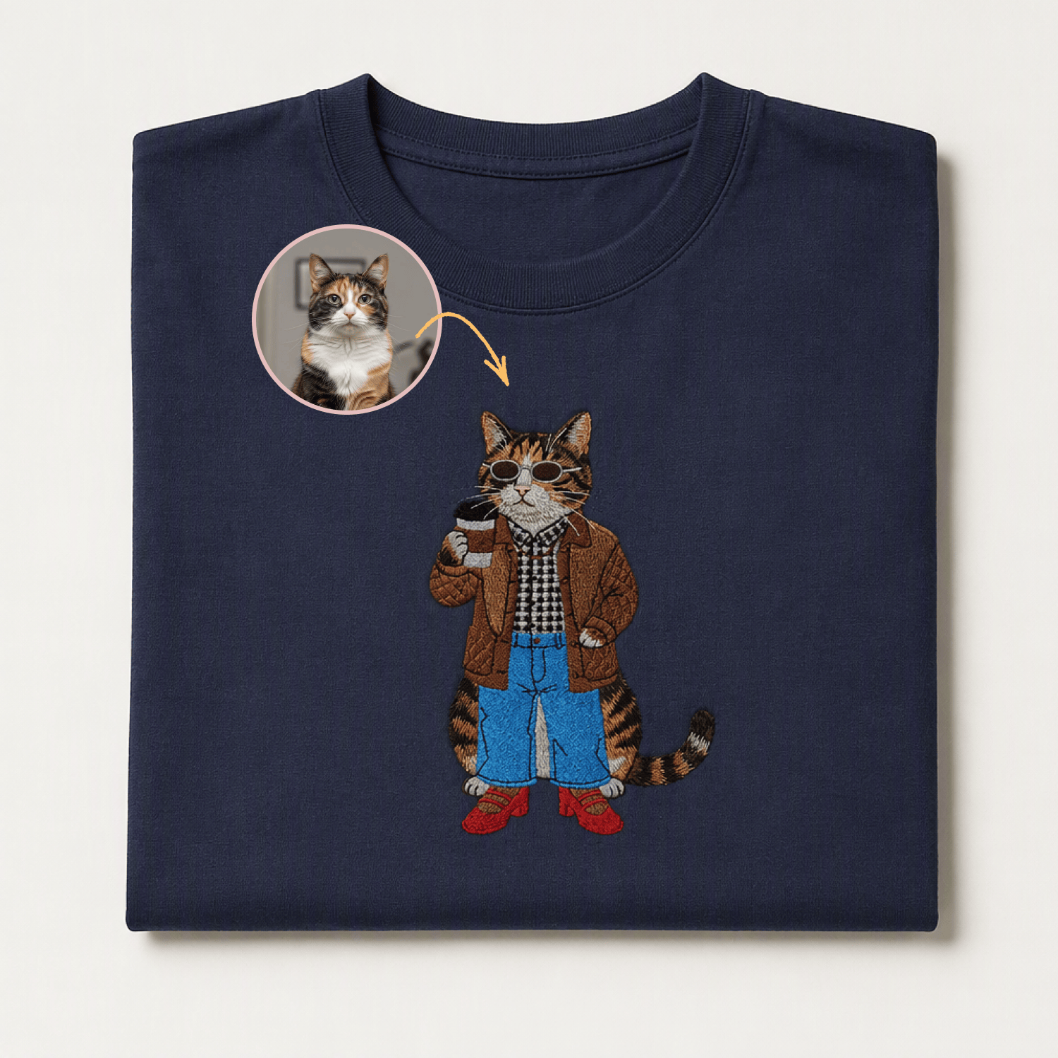 Custom Pet Embroidered Vogue Stitch T-Shirt