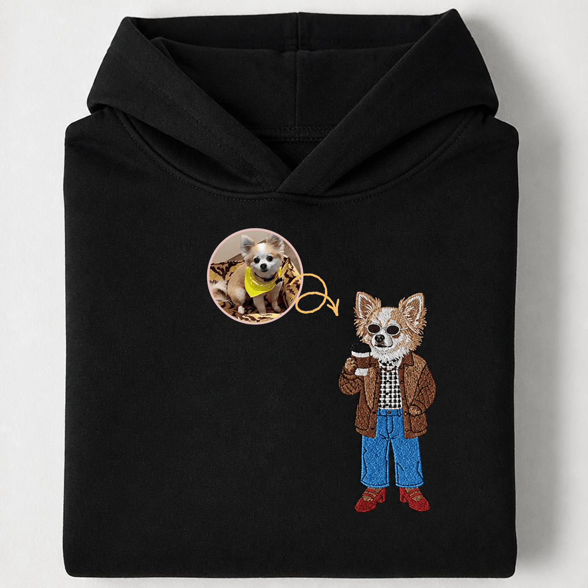 Custom Pet Embroidered Vogue Stitch Hoodie