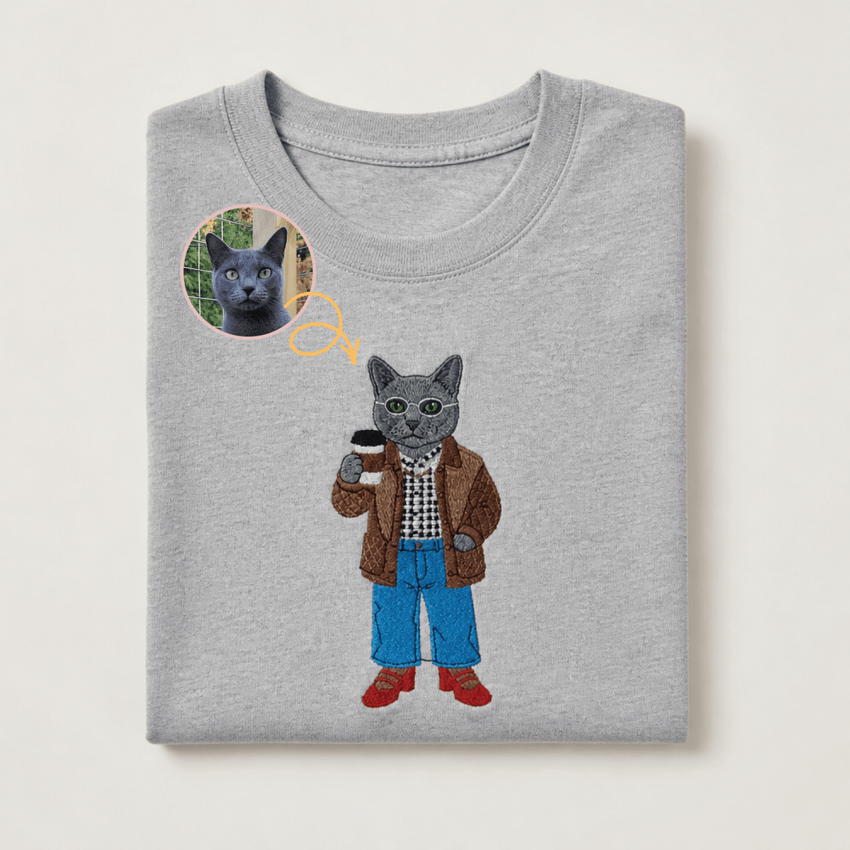 Custom Pet Embroidered Vogue Stitch T-Shirt