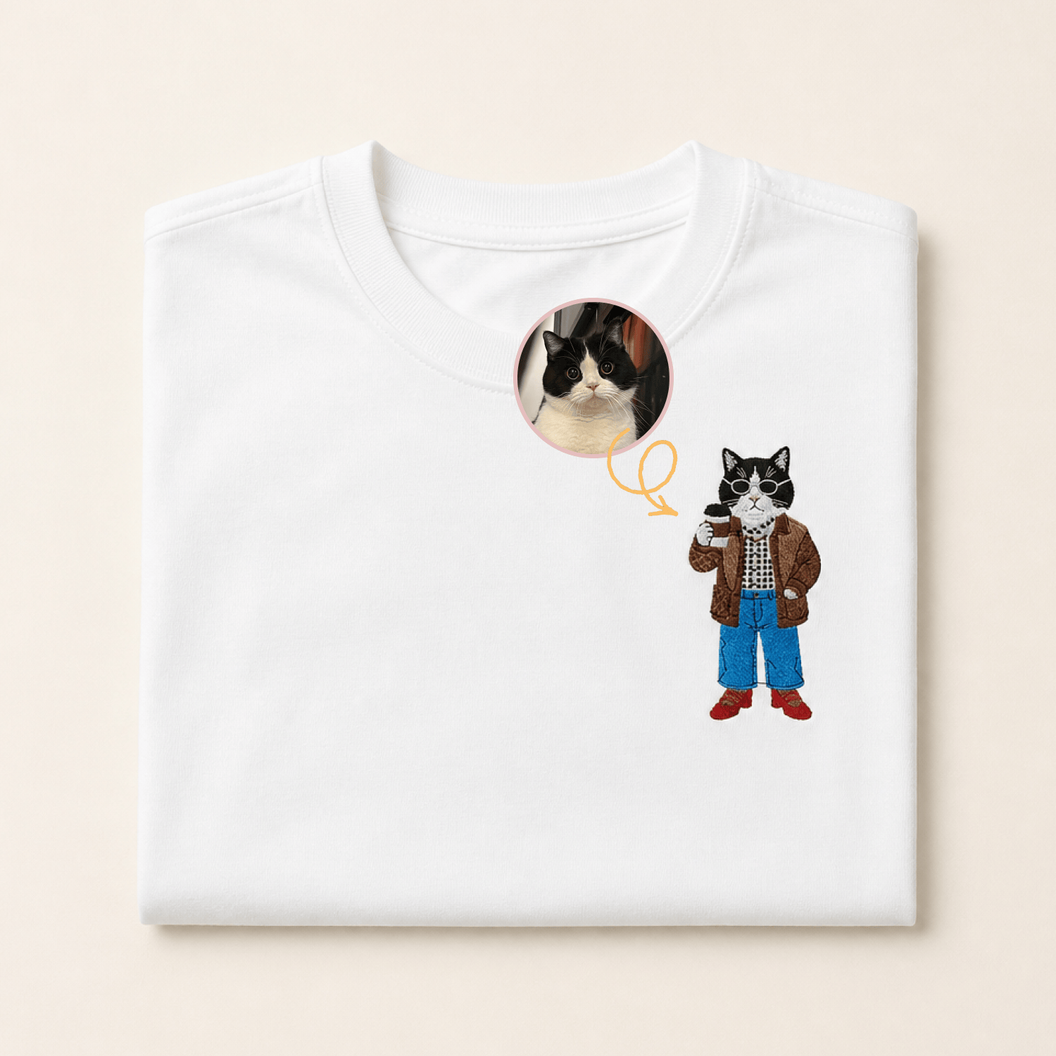 Custom Pet Embroidered Vogue Stitch T-Shirt