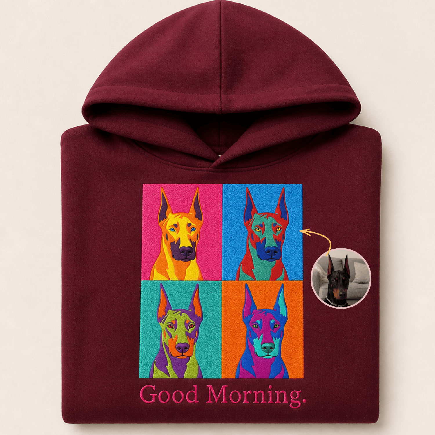 Custom Pet Embroidered Bold Stitch Hoodie
