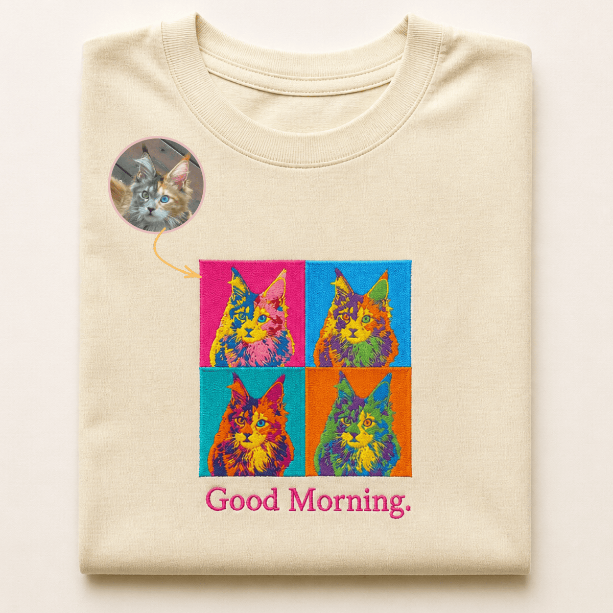 Custom Pet Embroidered Bold Stitch T-Shirt