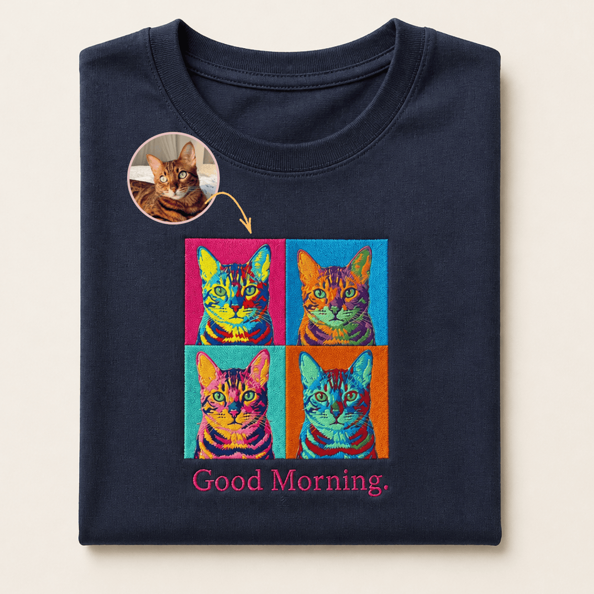 Custom Pet Embroidered Bold Stitch T-Shirt