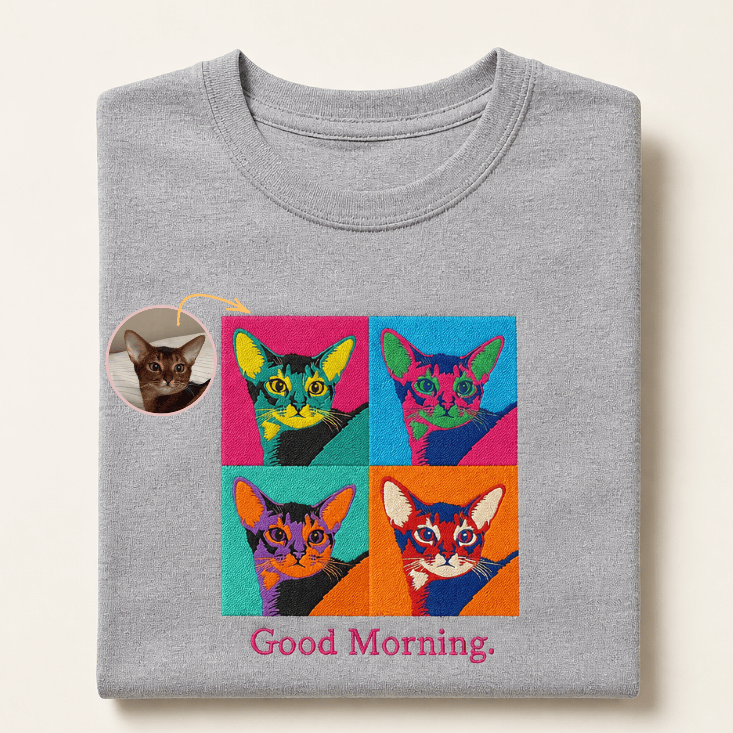 Custom Pet Embroidered Bold Stitch T-Shirt