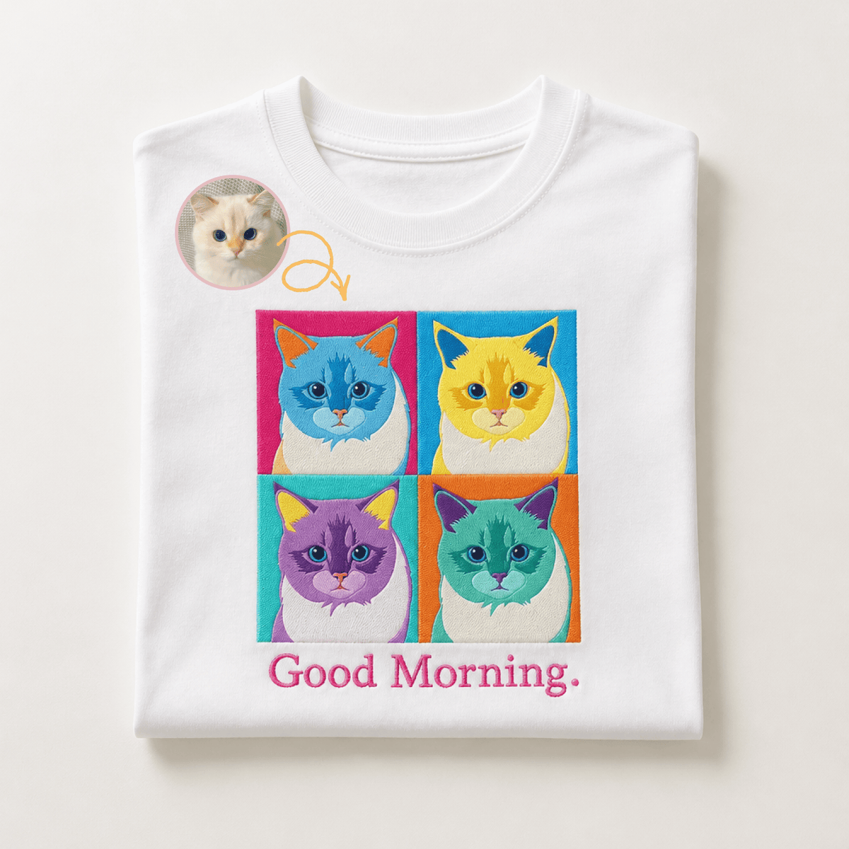 Custom Pet Embroidered Bold Stitch T-Shirt