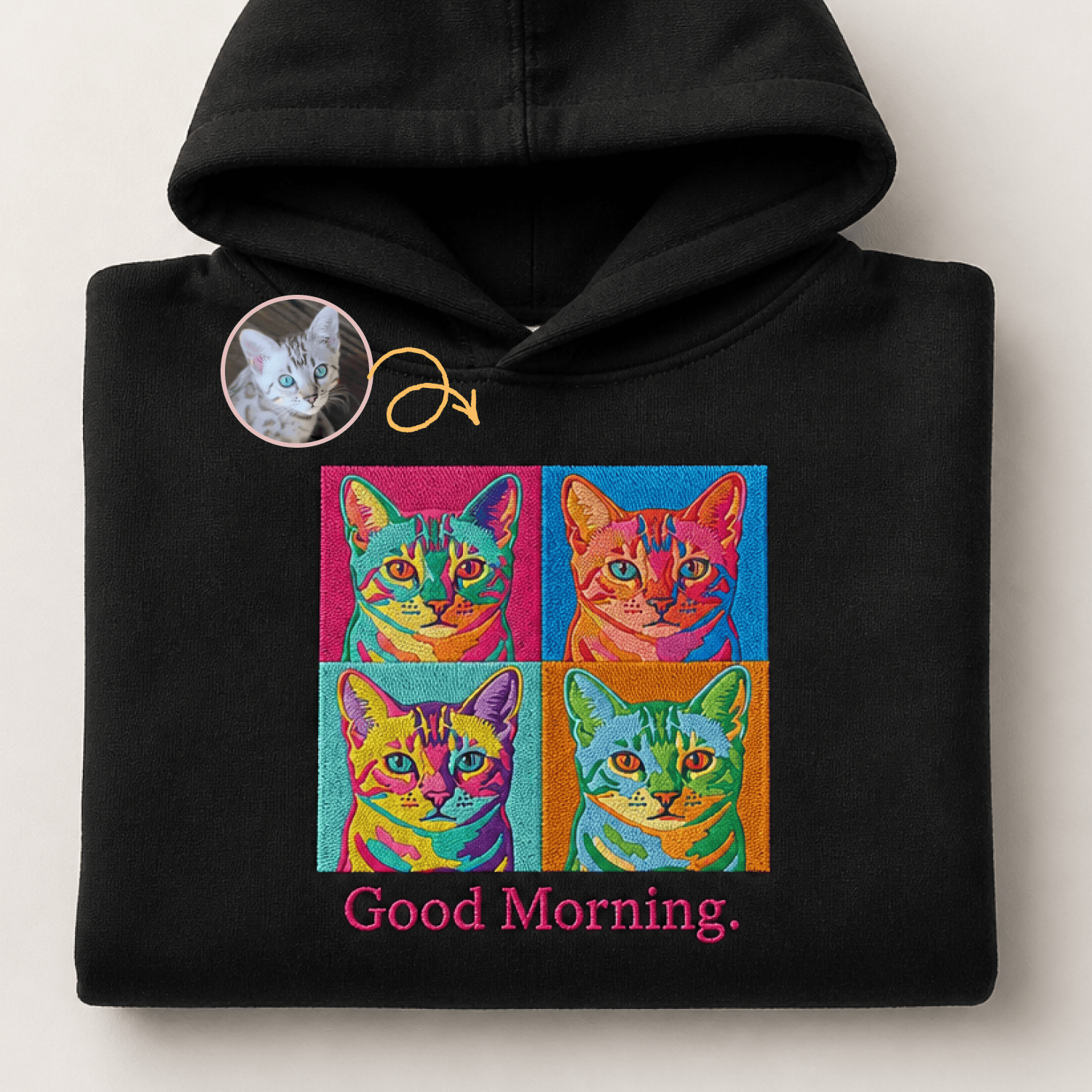 Custom Pet Embroidered Bold Stitch Hoodie