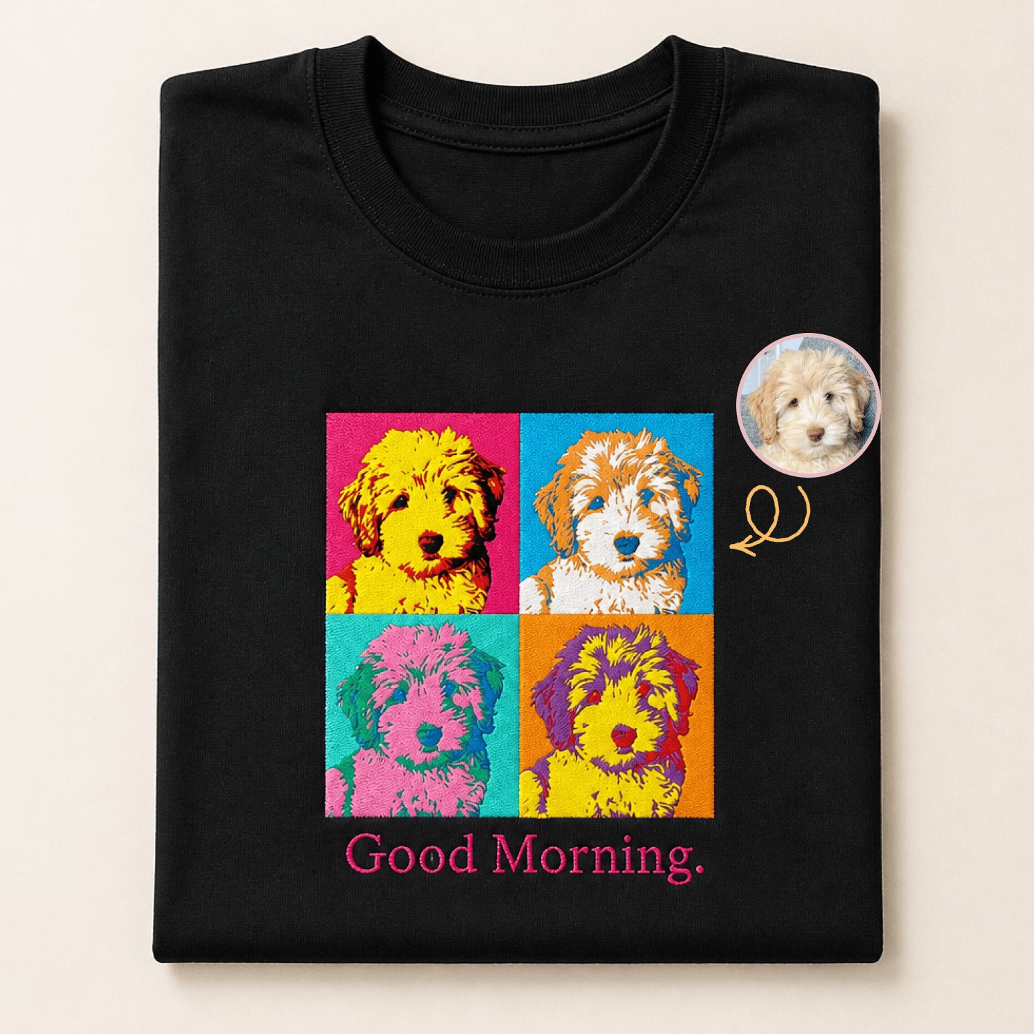 Custom Pet Embroidered Bold Stitch T-Shirt