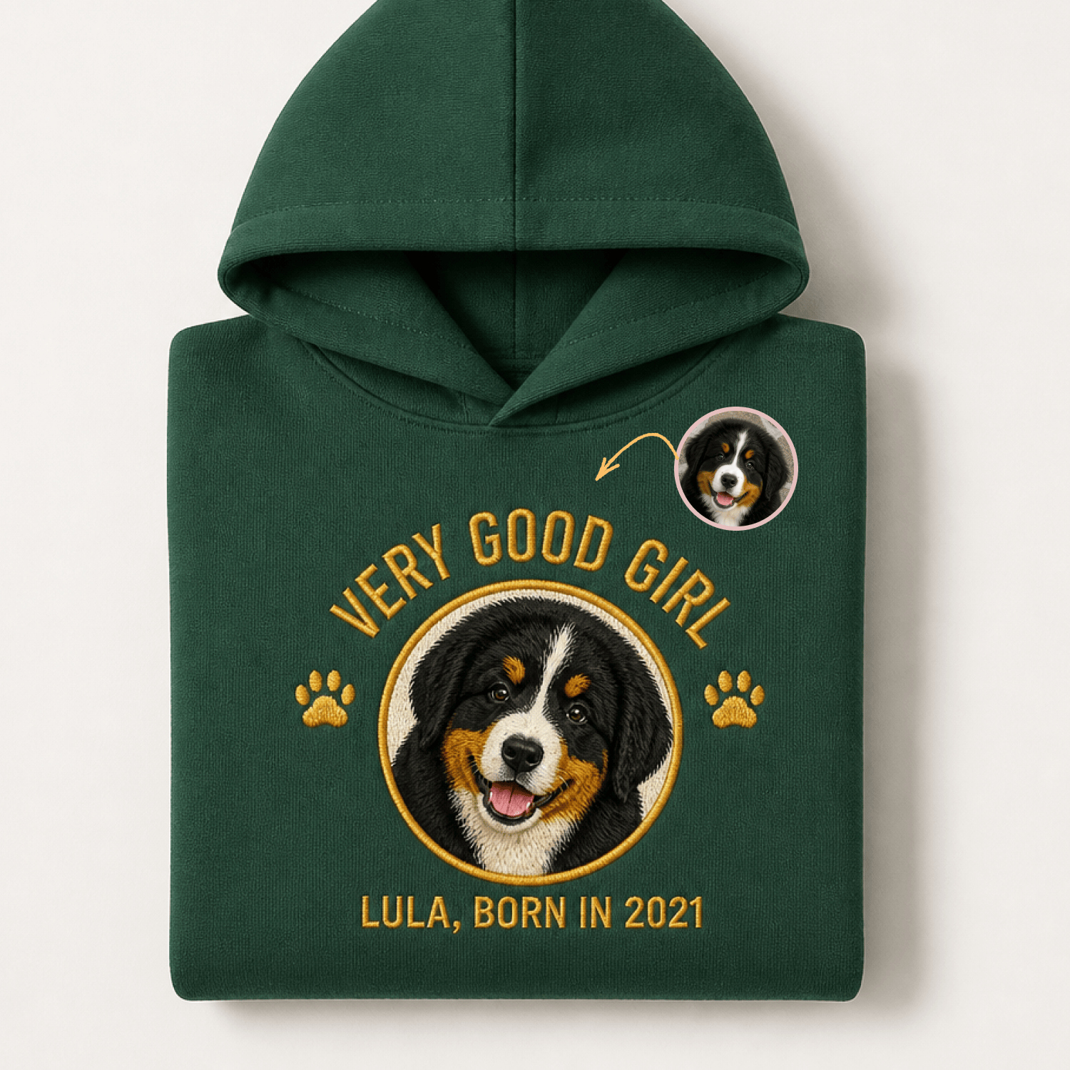 Custom Pet Embroidered Crest Stitch Hoodie