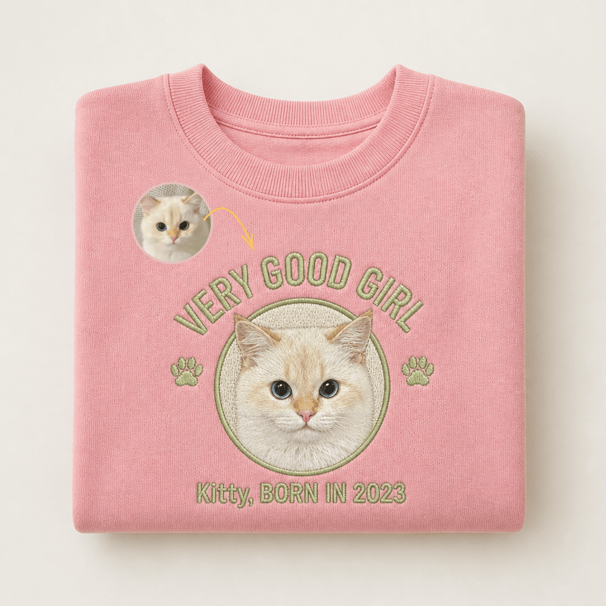 Custom Pet Embroidered Crest Stitch Sweatshirt