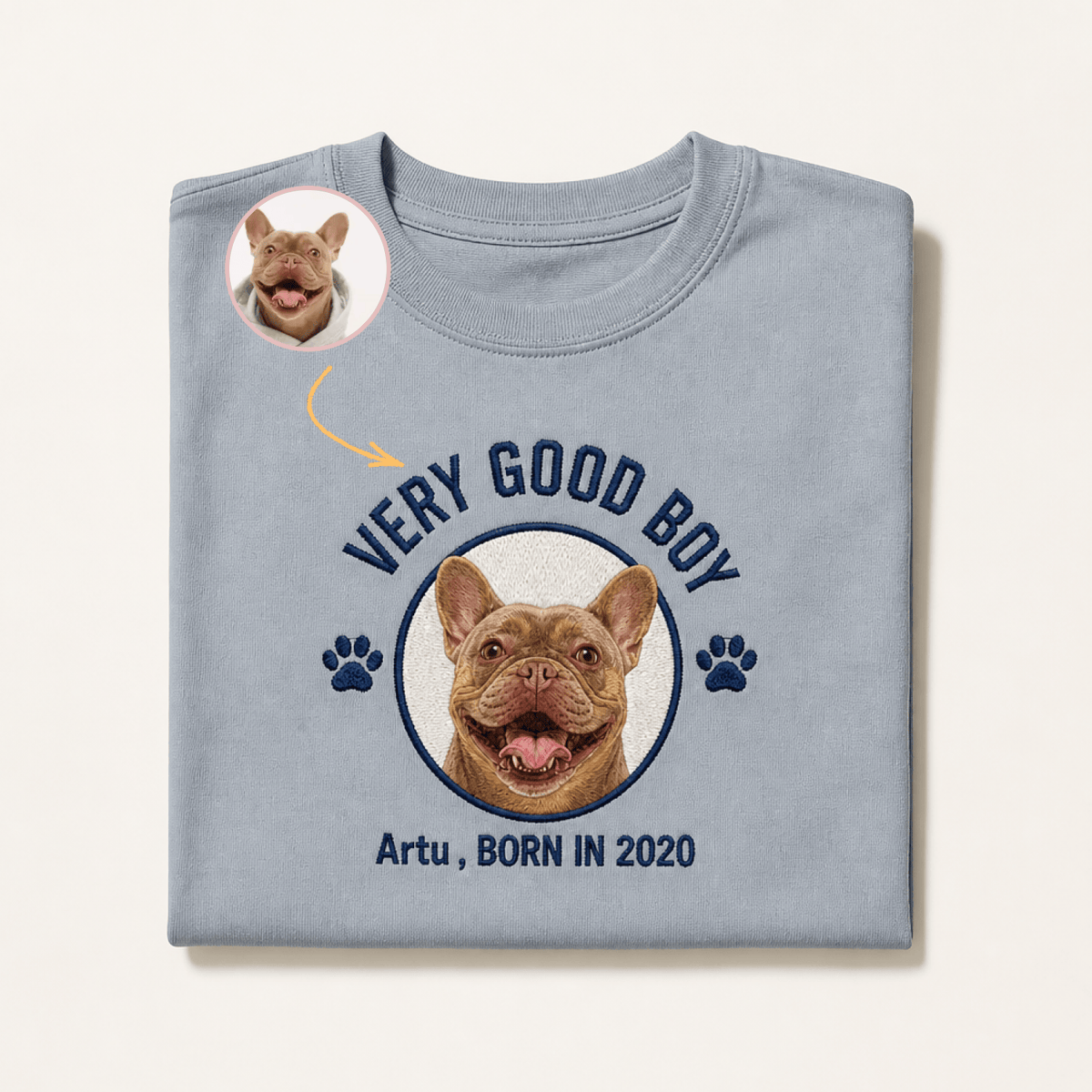 Custom Pet Embroidered Crest Stitch T-Shirt