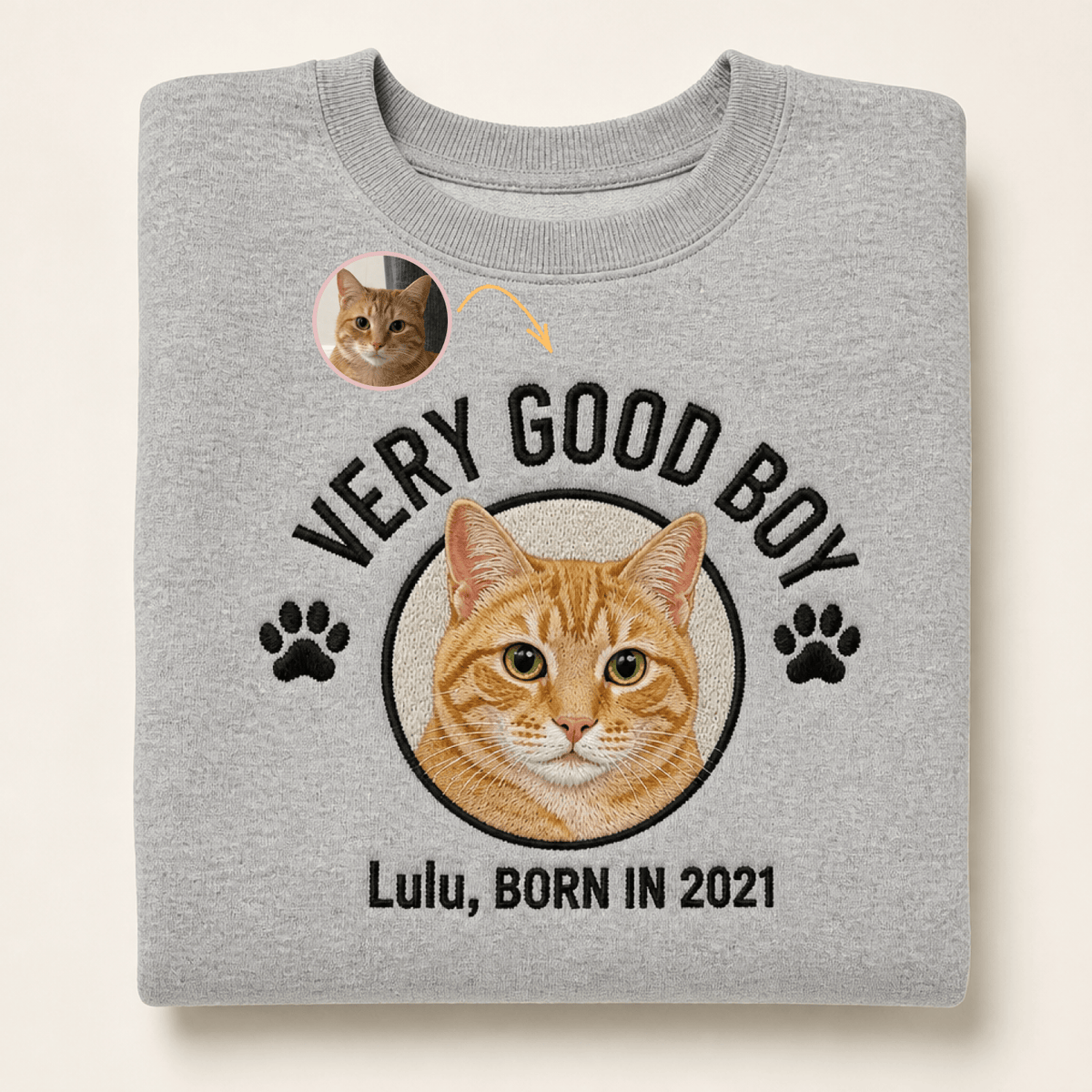 Custom Pet Embroidered Crest Stitch Sweatshirt
