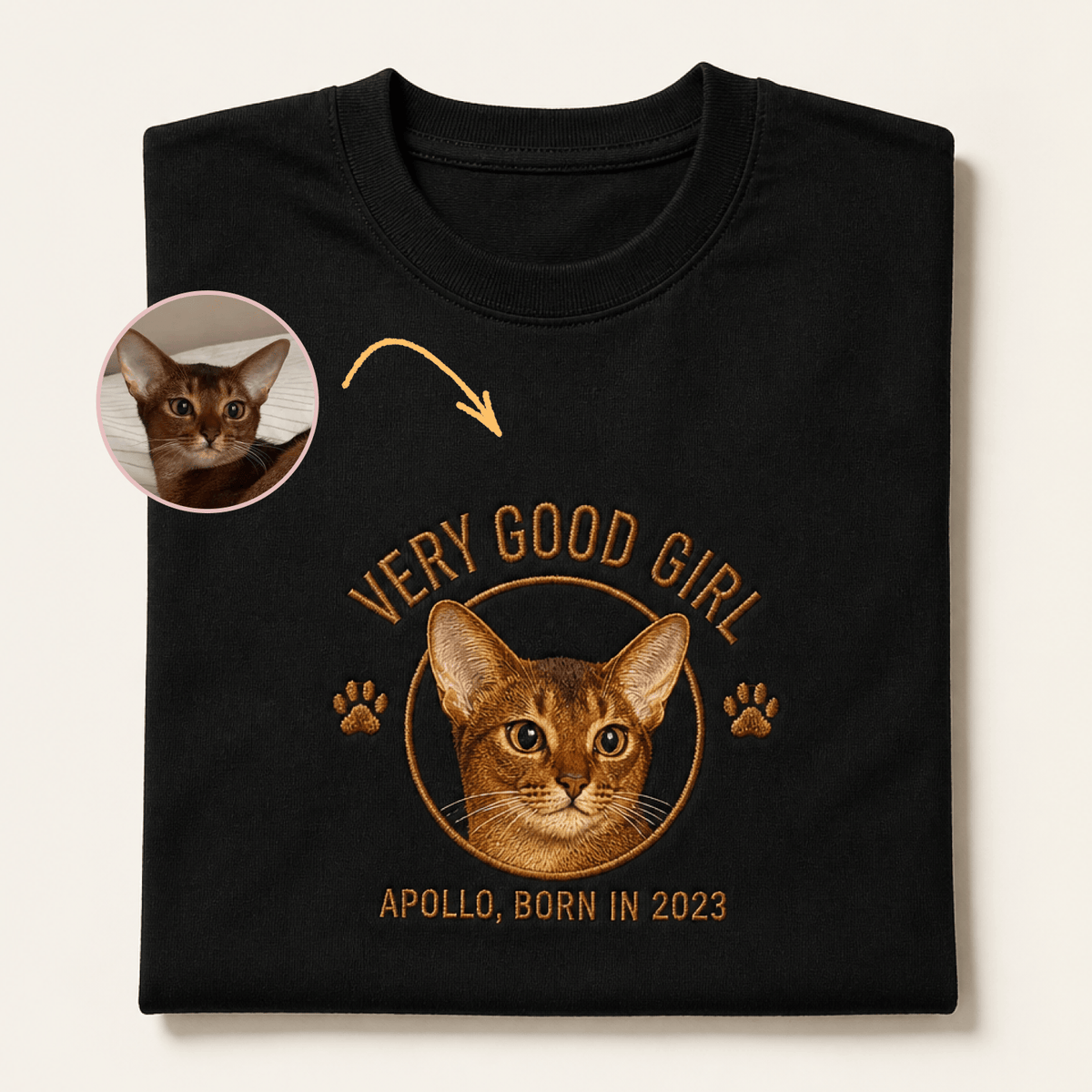 Custom Pet Embroidered Crest Stitch T-Shirt