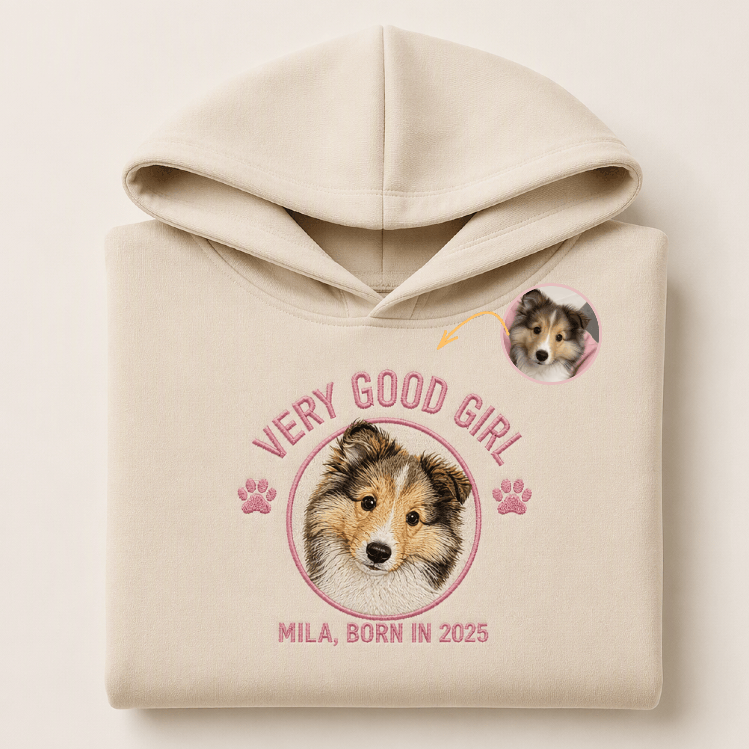Custom Pet Embroidered Crest Stitch Hoodie