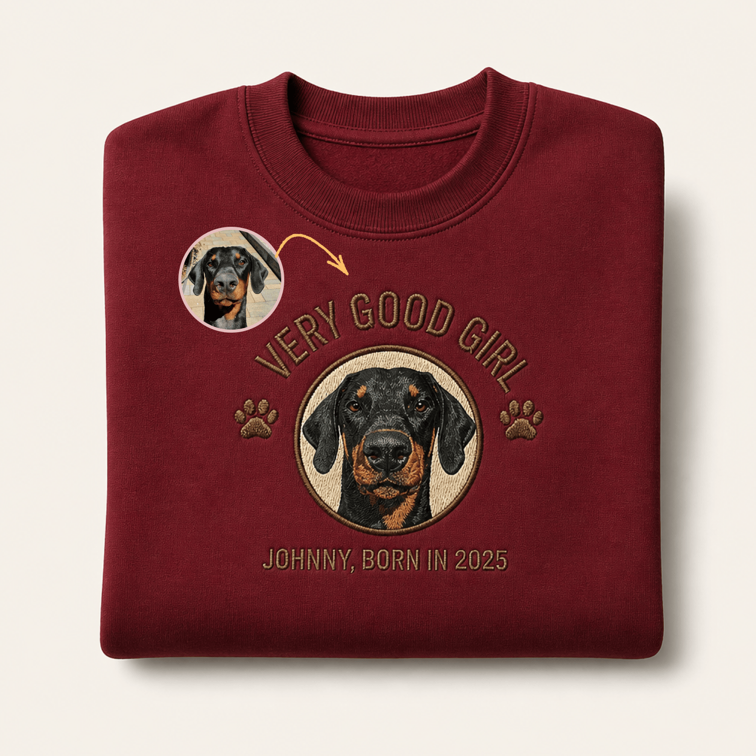 Custom Pet Embroidered Crest Stitch Sweatshirt