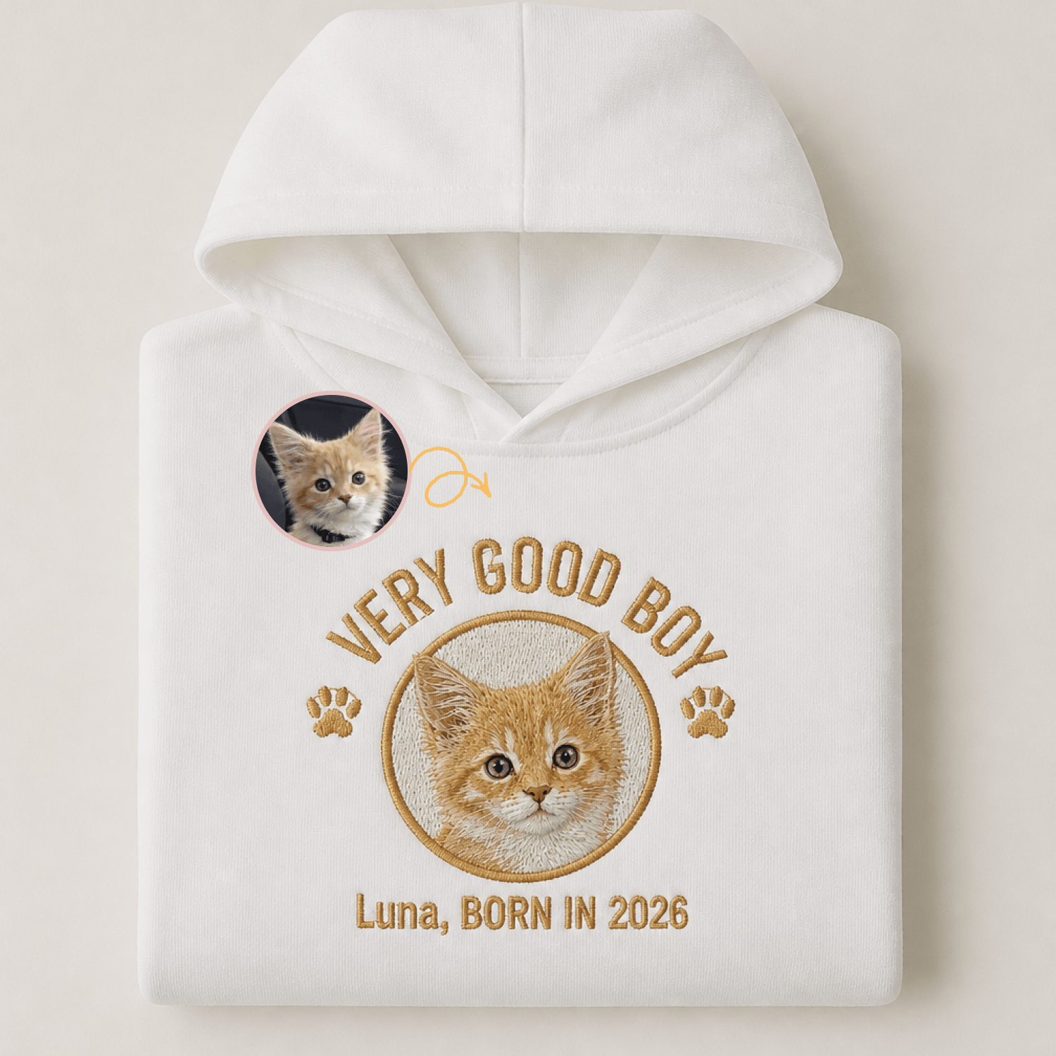 Custom Pet Embroidered Crest Stitch Hoodie