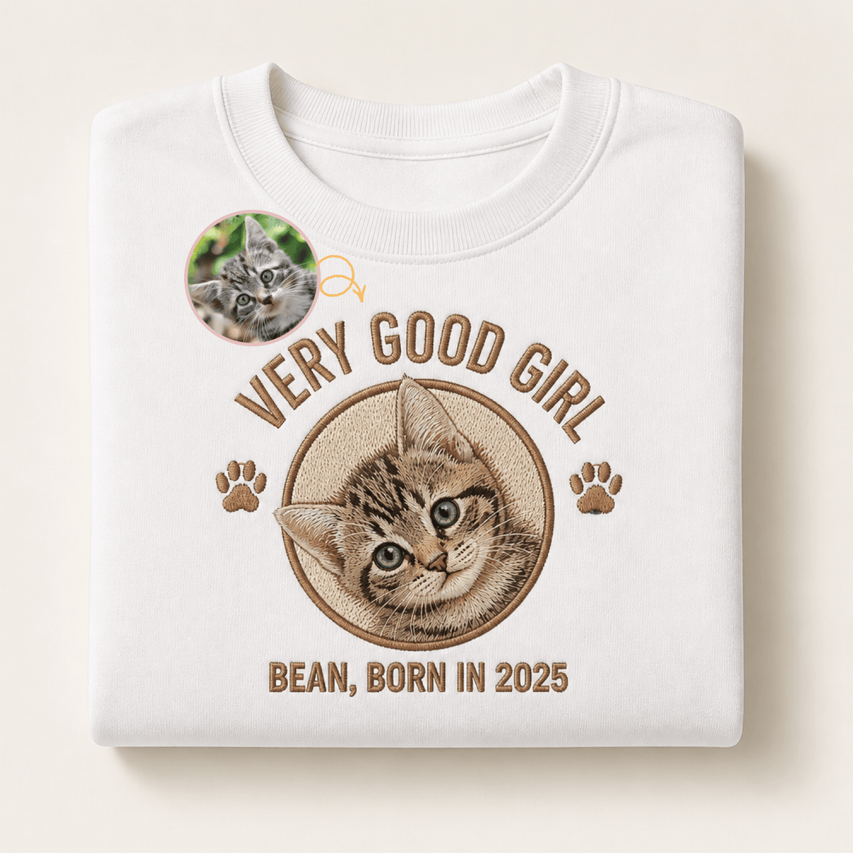 Custom Pet Embroidered Crest Stitch Sweatshirt