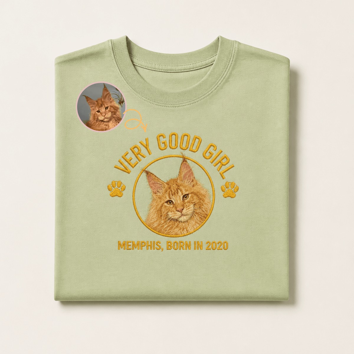 Custom Pet Embroidered Crest Stitch T-Shirt